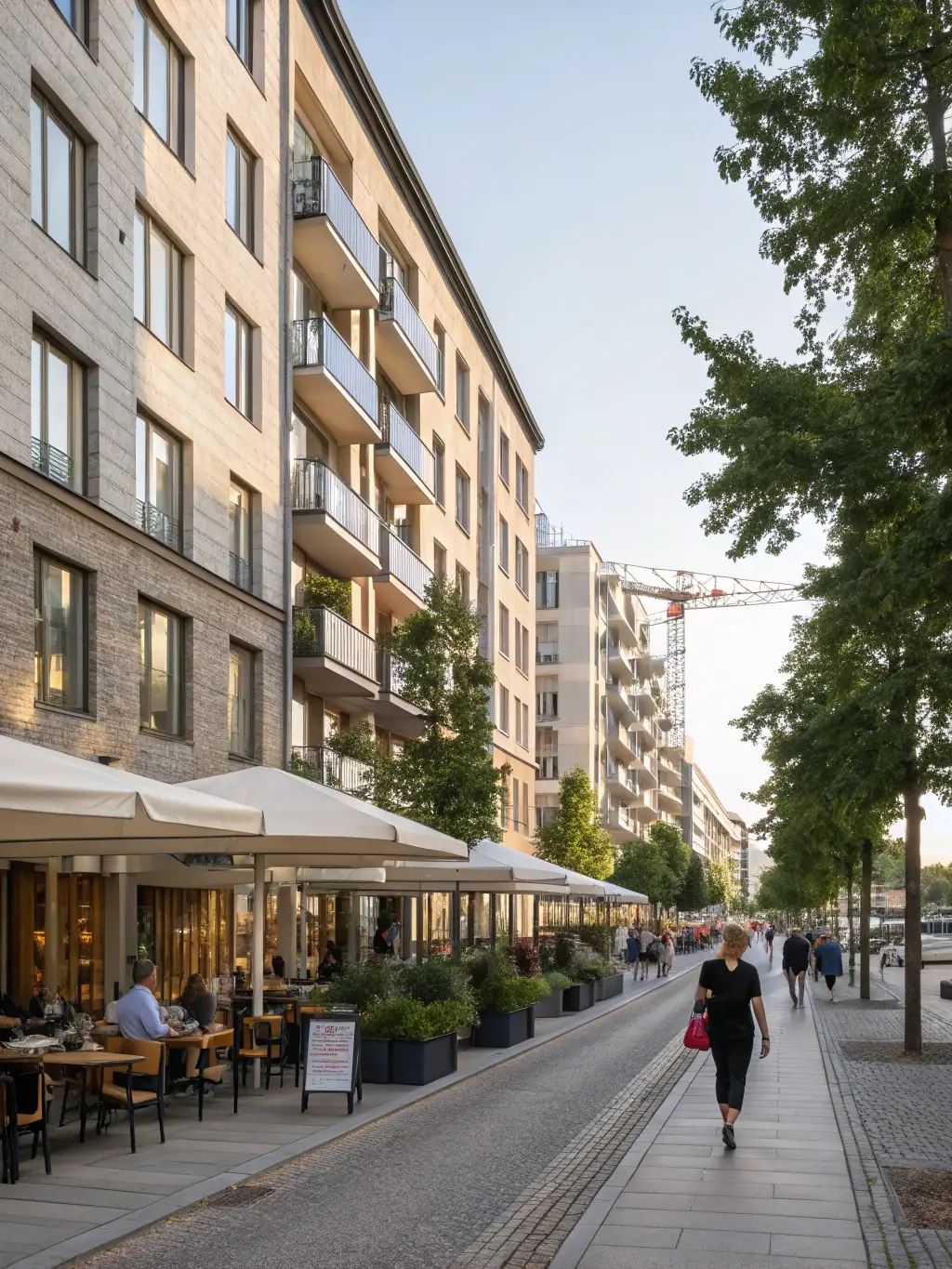 A diverse cityscape showcasing a blend of residential, commercial, and green spaces, symbolizing Homeland Development's comprehensive expertise in real estate development.